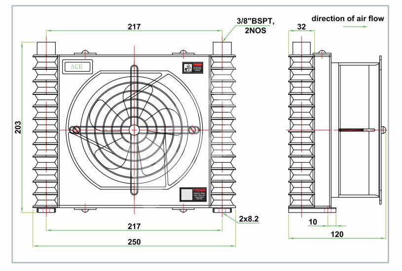 Air Cooled Oil Cooler line-diagram