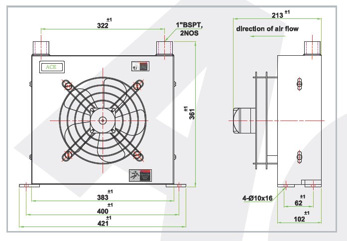 Air Cooled Oil Cooler AH 1012-line-diagram Air Cooled Oil Cooler AH 1012-line-diagram