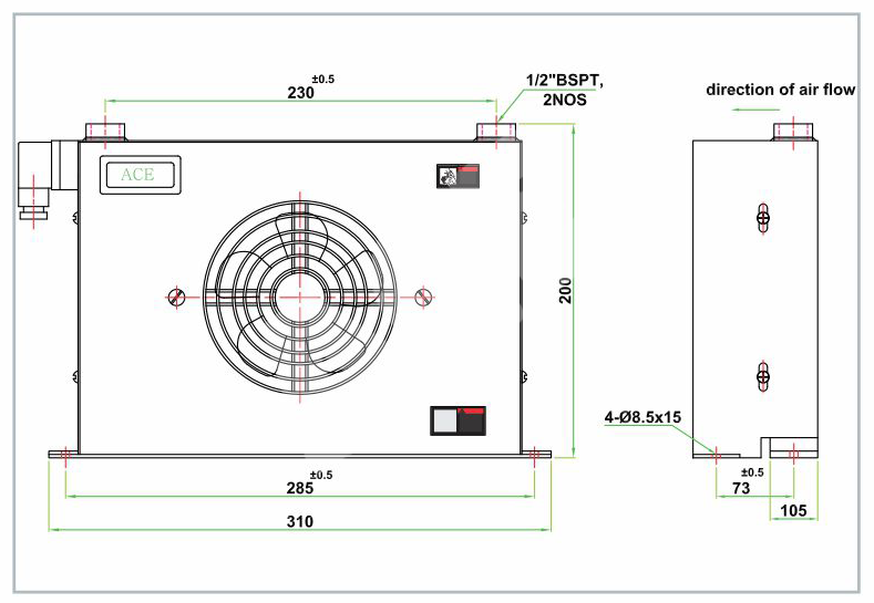Air Cooled Oil Cooler -line-diagram Air Cooled Oil Cooler-st14849